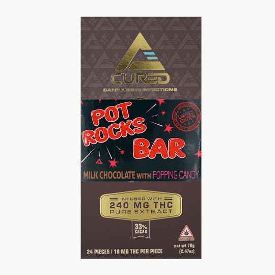 Cured - Pot Rocks Milk Chocolate Bar - Strawberry - 1
