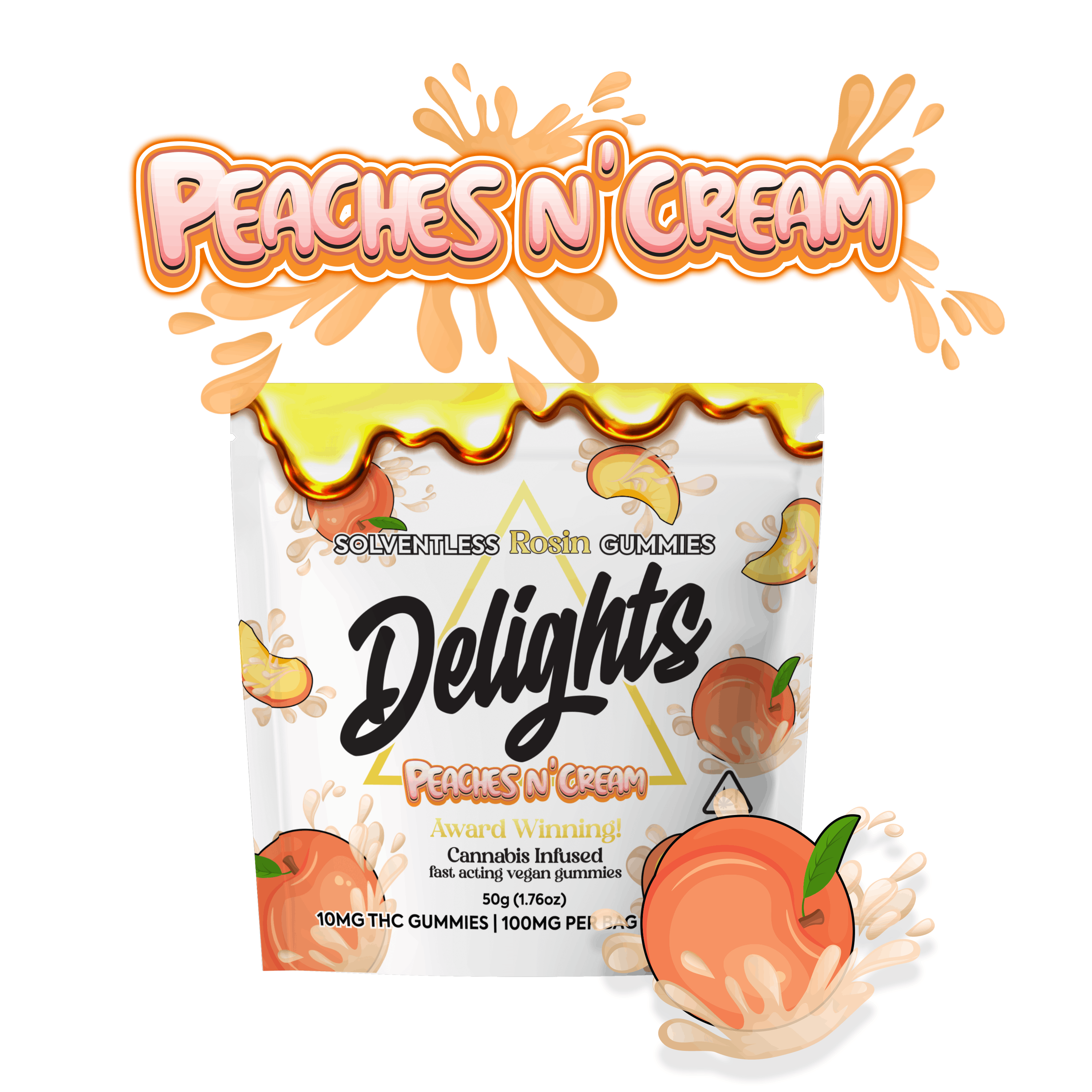 Peaches N Cream Delights Rosin Infused Gummies - Delights Gummies