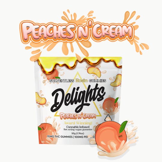 Delights Gummies - Peaches N Cream Delights Rosin Infused Gummies - 1