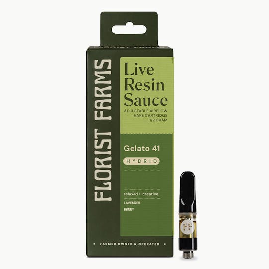 Florist Farms - Gelato 41 | Live Resin Sauce | Vape Cartridge | 1/2 gram - 1