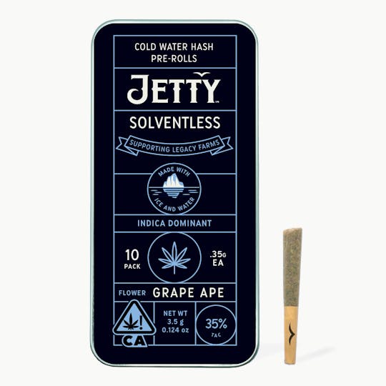Jetty Extracts - Grape Ape Cold Water Hash Infused Pre-Roll 10 Packs (3.5g) - 1