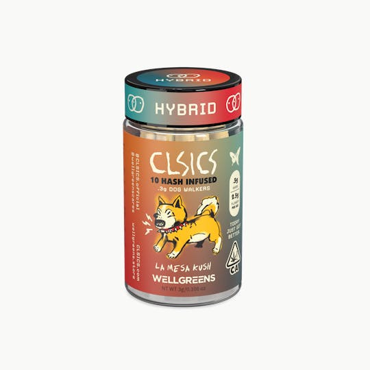 CLSICS Rosin & Rosin Infused Pre Rolls - La Mesa Kush WELLGREENS - 10pk .3g Hash Infused Pre Rolls - 1