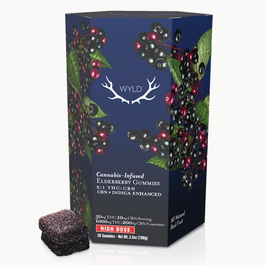 WYLD - *HIGH DOSE* Elderberry 5:1 CBN + Indica Enhanced Gummies | 1000mg - 1