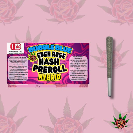 Eden Rose Processing - Eden Rose Bubble Hash Infused Pre-roll 1.5g - Bubble Blue (Hybrid) - 1