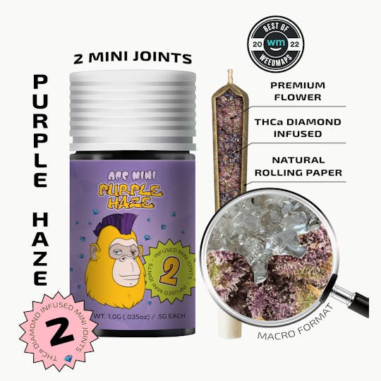 APE Premium Cannabis Corp - Purple Haze (Sativa) — 2 Mini joints infused (1g | 0.5g each) - 1