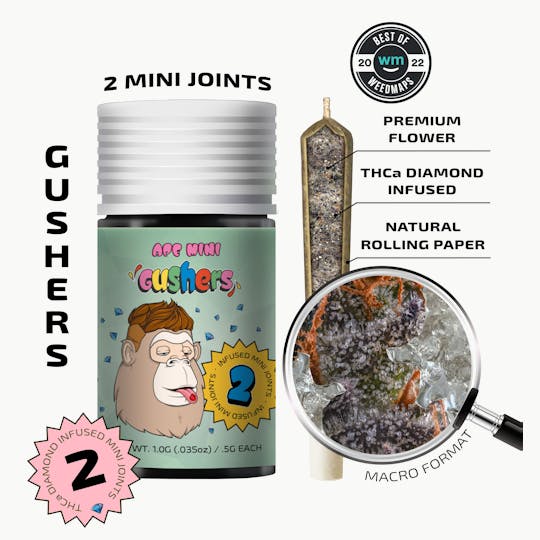 APE Premium Cannabis Corp - Gushers (Indica) — 2 Mini joints infused (1g | 0.5g each) - 1