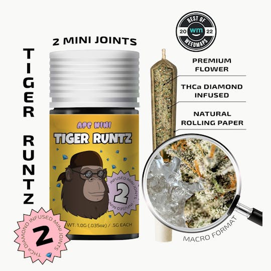 APE Premium Cannabis Corp - Tiger Runtz (Hybrid) — 2 Mini joints infused (1g | 0.5g each) - 1