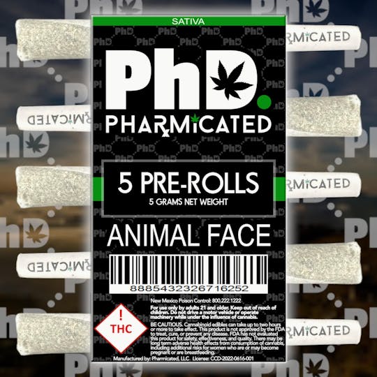 Pharmicated - PhD 5-1g Pre-Roll Box - Honey Mintz (H) - 1