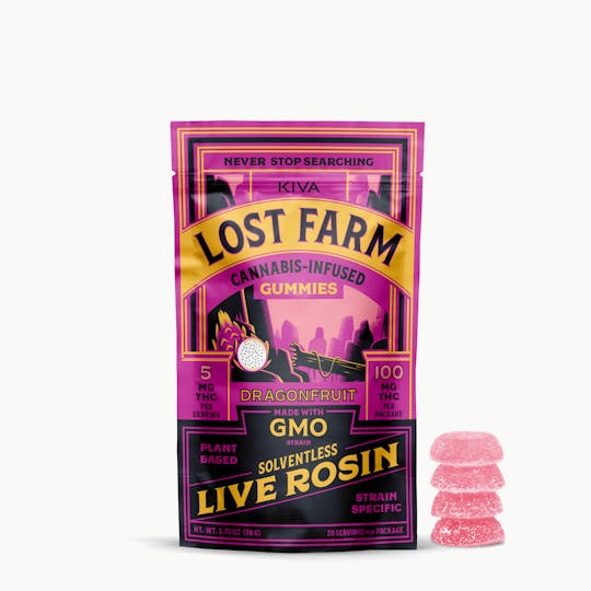 Kiva Confections - Lost Farm Dragonfruit x GMO Live Rosin Gummies - 1