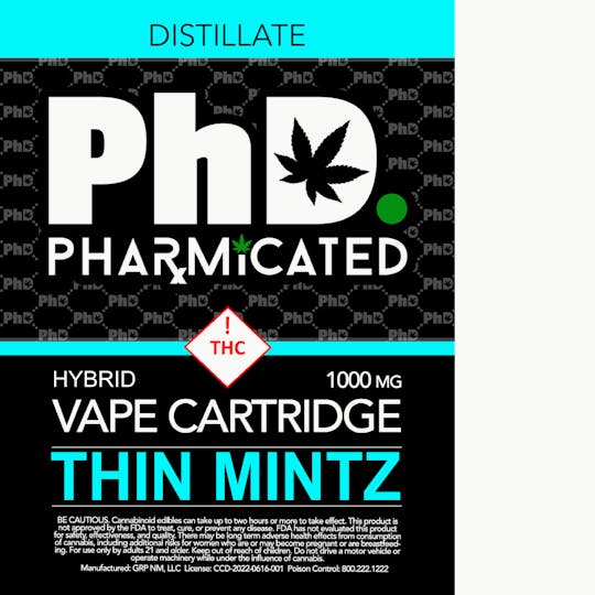 Pharmicated - Pharmicated 510 Thread Vape Cart - 1000 mg - Thin Mintz (H) - 1
