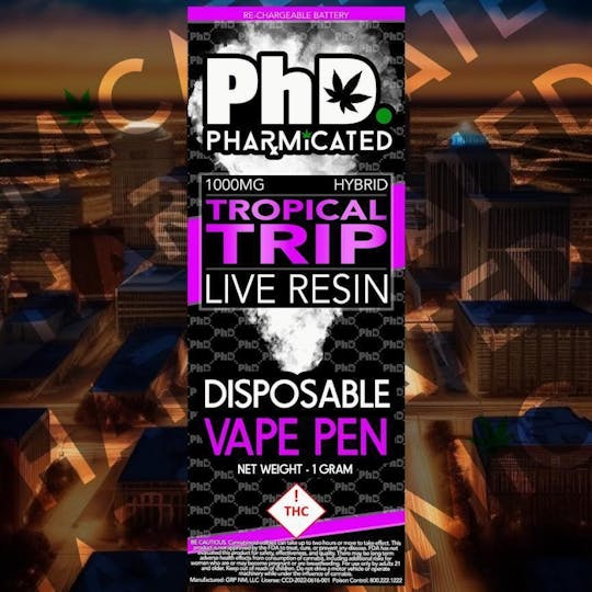 Pharmicated - Live Resin Vape - 1G Disposable - Tropical Trip (H) - 1