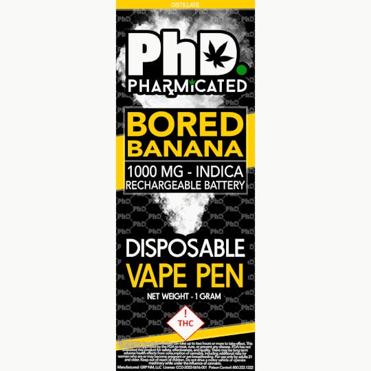 Pharmicated - PhD Disposable Vape Cart - 1000 mg - Bored Banana (I) - 1