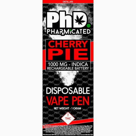 Pharmicated - PhD Disposable Vape Cart - 1000 mg - Cherry Pie (I) - 1