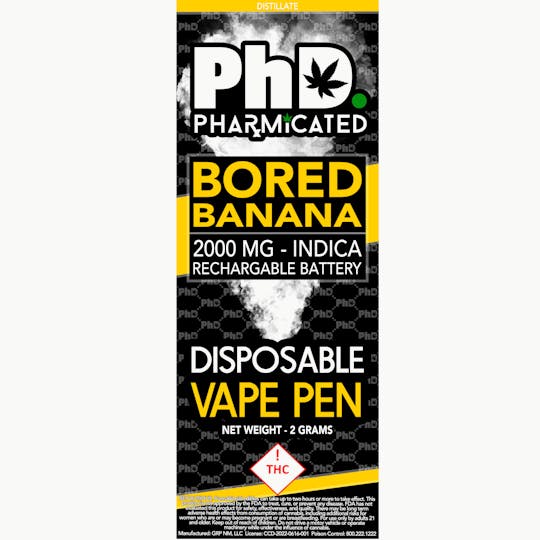 Pharmicated - PhD Disposable Vape Cart - 2000 mg - Bored Banana (I) - 1
