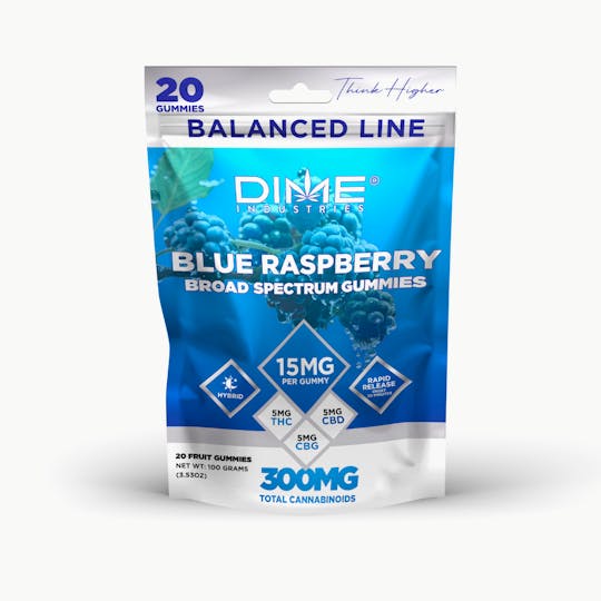 Dime Industries - Balanced Line Blue Raspberry "Afternoon" CBG Gummies 20ct - 1