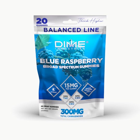 Dime Industries - Balanced Line Blue Raspberry "Afternoon" CBG Gummies 20ct - 1