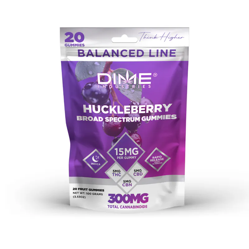 Dime Industries Huckleberry "Nighttime" CBN Gummies Balanced Line 20ct edible