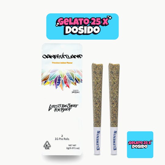 Oakfruitland (OFL) - Gelato 25 x Dosido Pre Roll 2g - Dual Pack Series - 1