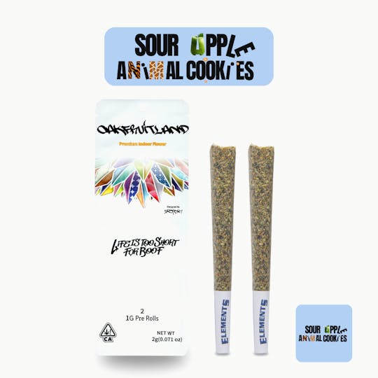 Oakfruitland (OFL) - Sour Apple x Animal Cookies Pre Roll 2g - Dual Pack Series - 1