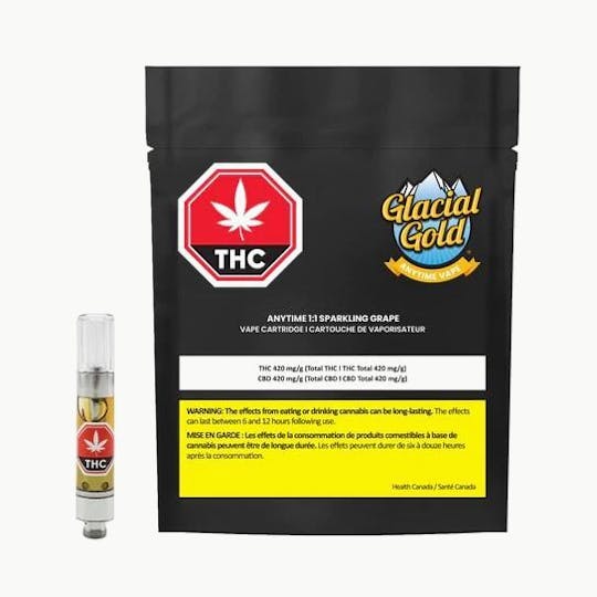 Glacial Gold - Anytime 1:1 Sparkling Grape | 1G Vape Cartridge - 1