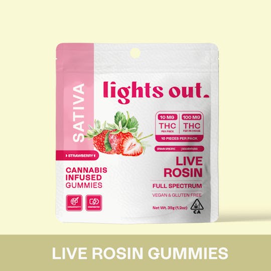 Lights Out - Strawberry (Sativa) Live Rosin Edible 100mg - 1