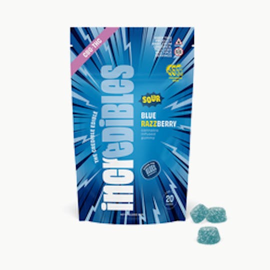 incredibles - 1:1 Sour Blue Razzberry + CBG | 100mg:100mg 20pk - 1