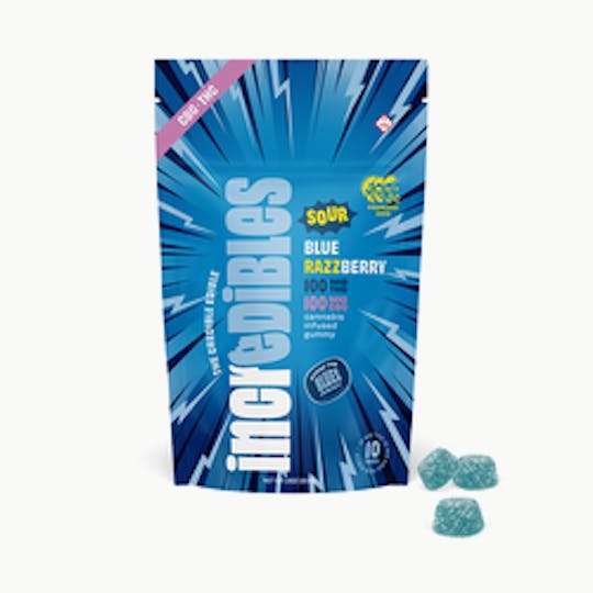 incredibles - 1:1 Sour Blue Razzberry + CBG | 100mg:100mg 10pk - 1