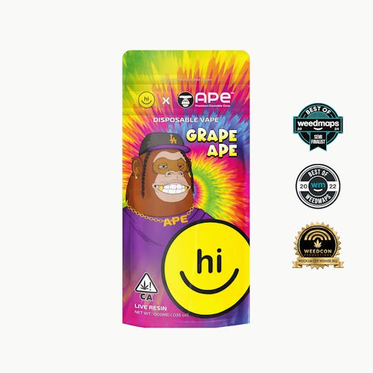 APE Premium Cannabis Corp - Grape APE — 1g APE & Hi! Live Resin Disposable (all in one) - 1