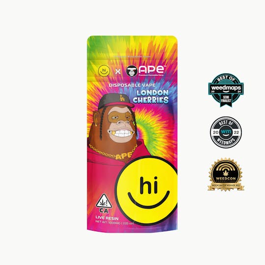 APE Premium Cannabis Corp - London Cherries — 1g APE & Hi! Live Resin Disposable (all in one) - 1