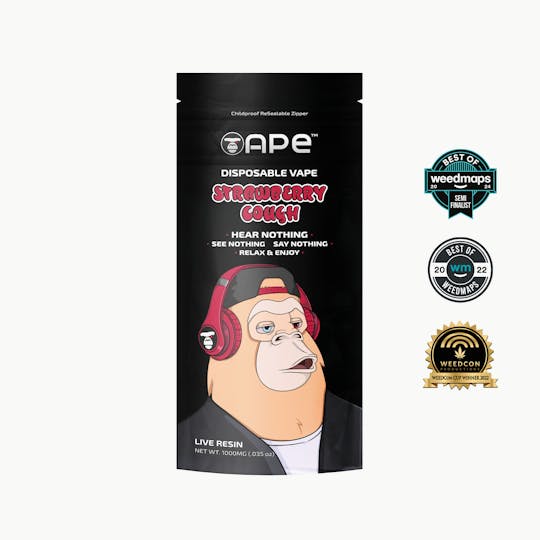 APE Premium Cannabis Corp - Strawberry Cough — 1g APE Live Resin Disposable Vape (all in one) - 1