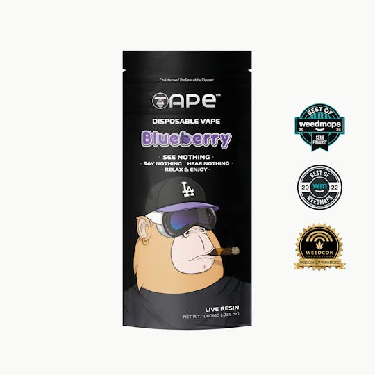 APE Premium Cannabis Corp - Blueberry — 1g APE Live Resin Disposable Vape (all in one) - 1