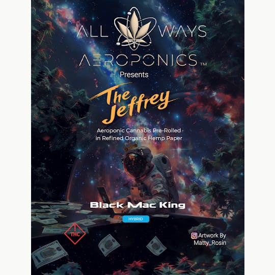 All Ways Aeroponics - The Jeffrey | 1g Aeroponic Preroll | Black Mac King - 1
