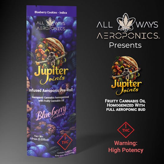 All Ways Aeroponics - 1g Jupiter Joint | Infused Aeroponic Preroll | Blueberry Cookies - 1