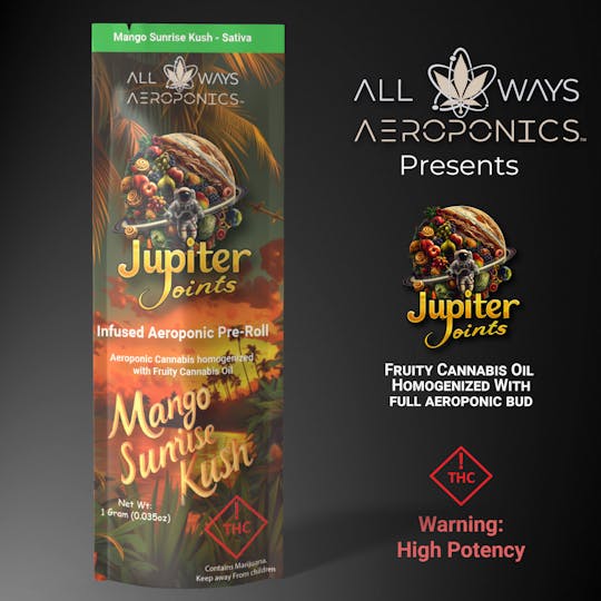 All Ways Aeroponics - 1g Jupiter Joint | Infused Aeroponic Pre-Roll | Mango Sunrise Kush - 1