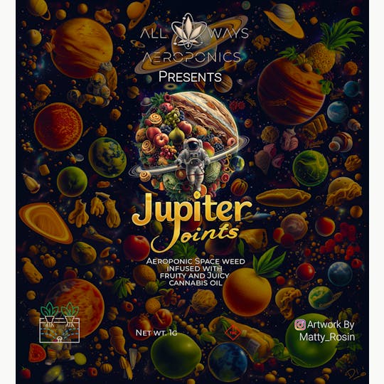 All Ways Aeroponics - Jupiter Joints | Infused Prerolls | 1g Peaches and Cream Hybrid - 1