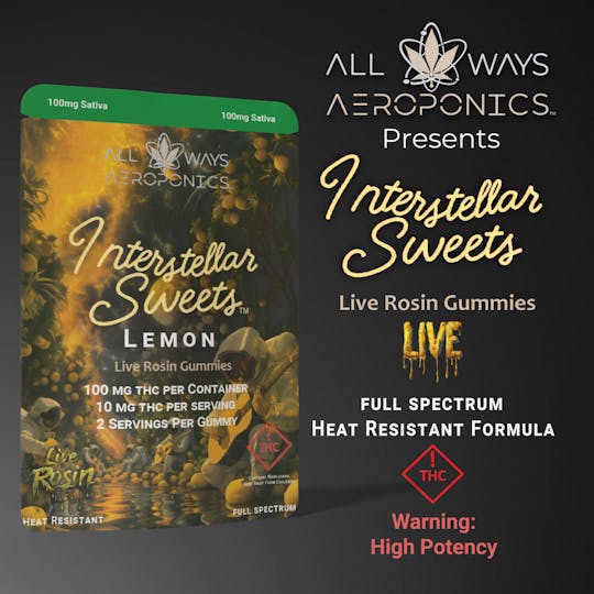 All Ways Aeroponics - Interstellar Sweets 100mg Live Rosin Gummies - Lemon (S) - 1