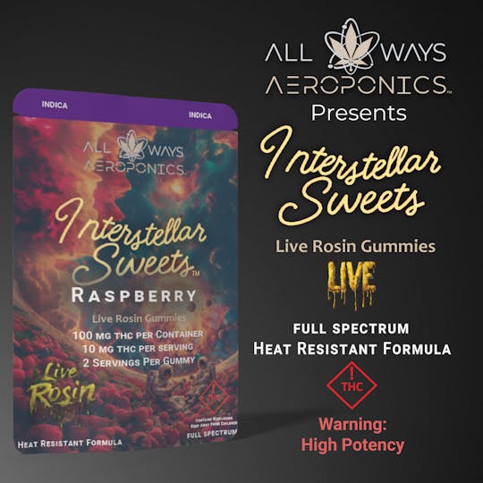 All Ways Aeroponics - Interstellar Sweets 100mg Live Rosin Gummies - Raspberry (I) - 1