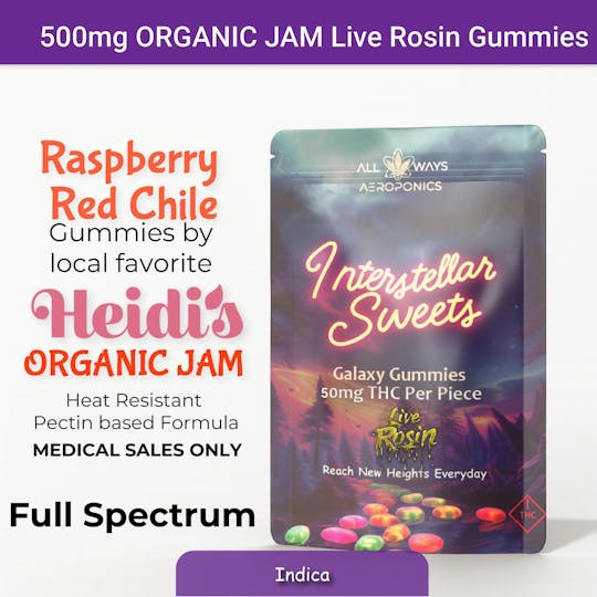 All Ways Aeroponics - 500mg (MED Only) Live Rosin Gummies - Raspberry Red Chile (I) - 1