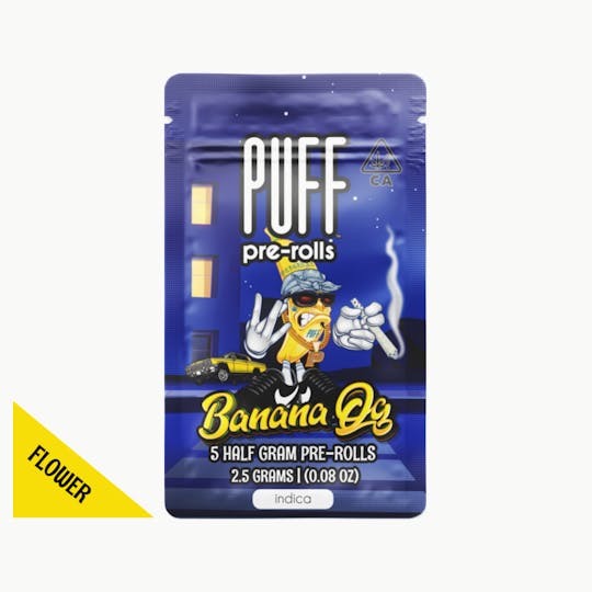 PUFF - Banana OG - Indica - 5 pack pre-rolls - 2.5 gram - 1