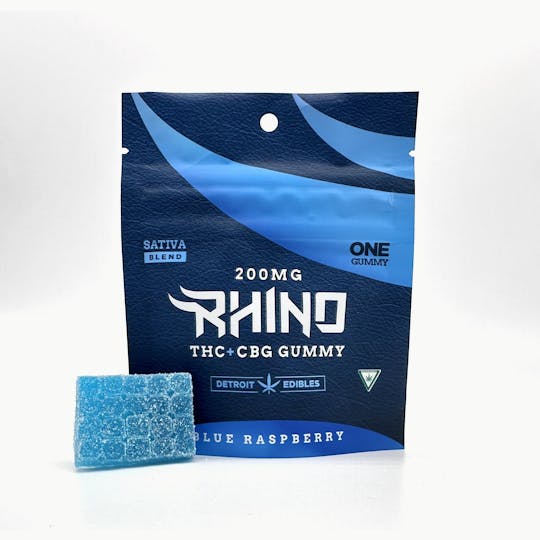 Detroit Edibles - Rhino Gummy - Blue Raspberry - 200mg THC & 50mg CBG - 1