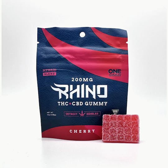 Detroit Edibles - Rhino Gummy - Cherry - 200mg THC & 50mg CBD - 1