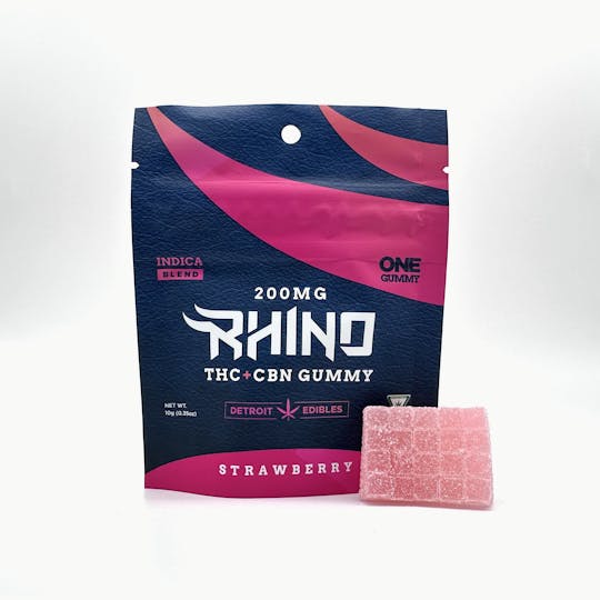 Detroit Edibles - Rhino Gummy - Strawberry - 200mg THC & 50mg CBN - 1
