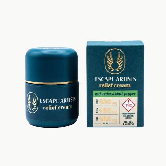 Escape Artists - Relief Cream - Cedar & Black Pepper (800mg CBD/400mg CBG/800mg THC) - 1