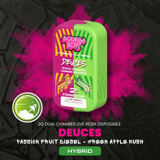 Bodega Boyz - 2 gram Deuces Passion Fruit Diesel x Green Apple Kush Live Resin Vape | OK - 1