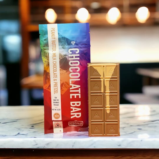 Emerald Elevation Cannabis Co - 100mg Full Spectrum, Peanut Butter Milk Chocolate & Pretzel Chocolate Bar - 1