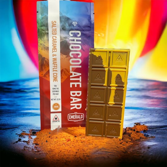 Emerald Elevation Cannabis Co - 100mg Full Spectrum, Salted Caramel & Waffle Cone Chocolate Bar - 1