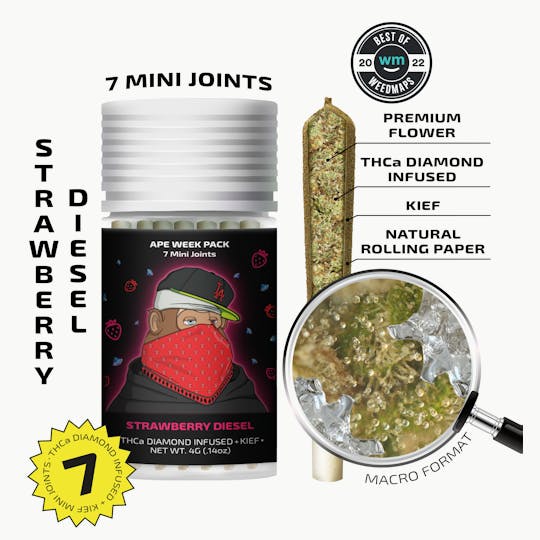 APE Premium Cannabis Corp - Strawberry Diesel — 7 Mini joints infused + kief (4g) - 1