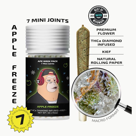APE Premium Cannabis Corp - Apple Freeze — 7 Mini joints infused + kief (4g) - 1