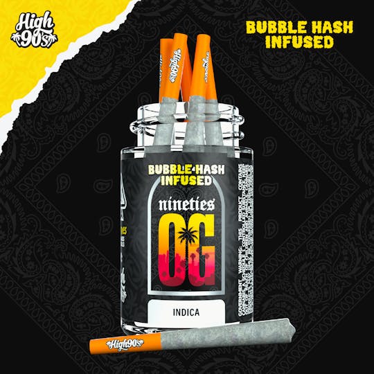 HIGH 90s - Nineties OG - 0.5g High Fives Bubble Hash Infused Pre-Rolls 5 Pack - 1