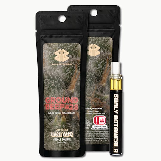 Burly Botanicals - Burly Botanicals | Ground Beef #28 | .5g Disposable Hash Vape - 1